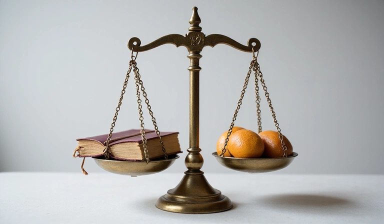 Balanza de la justicia y un libro de leyes