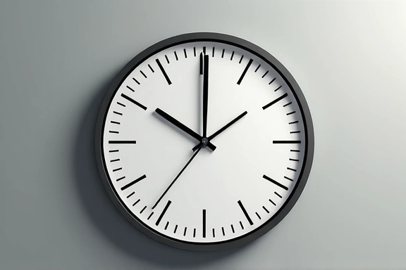 Reloj de pared moderno mostrando las horas de oficina