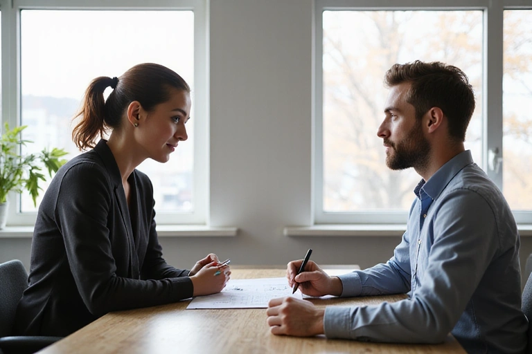 Nutricionista explicando un plan a un cliente durante una consulta individual